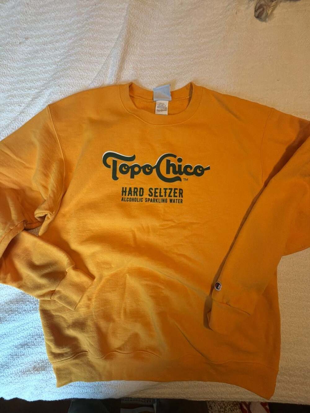 Champion Eco Authentic Topo Chico Hard Seltzer Yellow Crewneck Sweatshirt Large